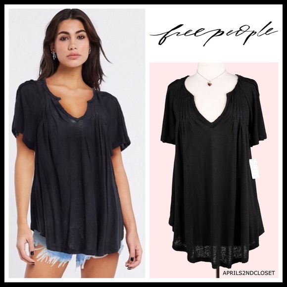 Free People Tops - FREE PEOPLE BOHO TUNIC TEE FLOWY V-NECK TOP A2C